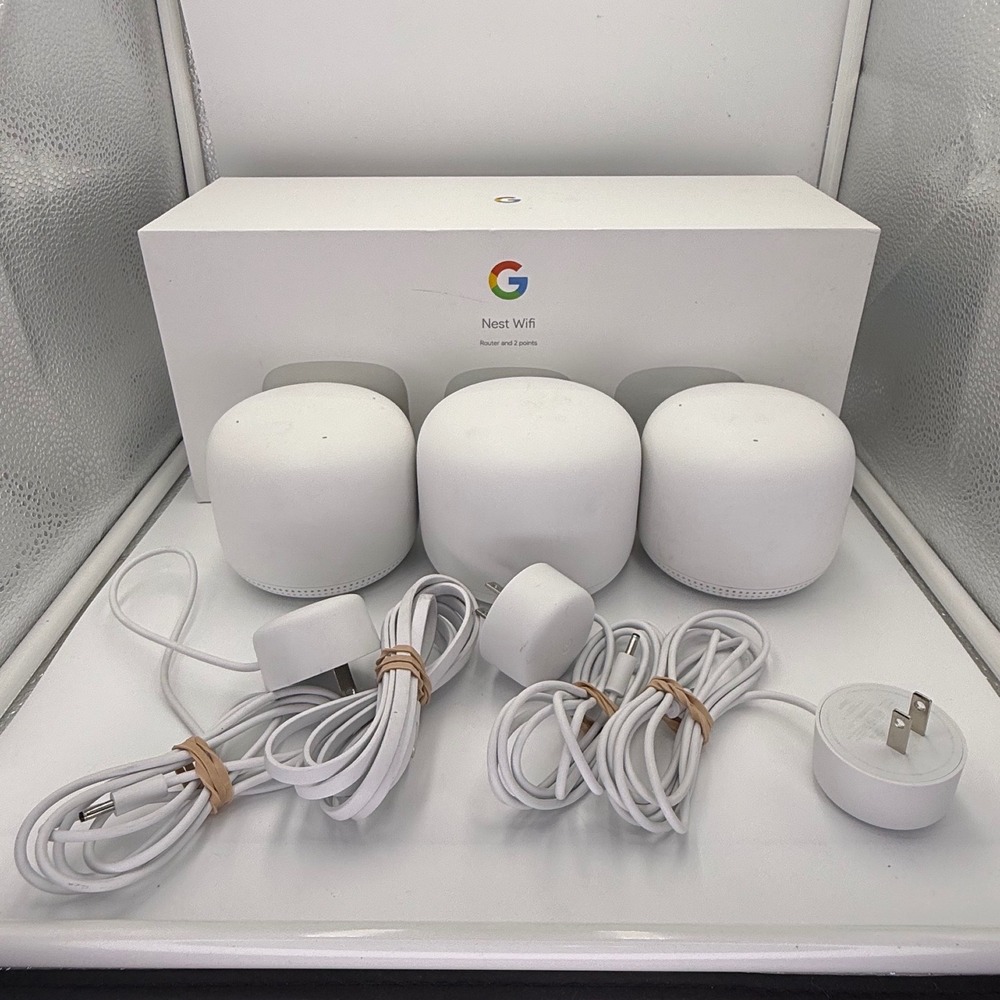 Google Nest Wifi Mesh System Router and 2 Points Snow White GA00822-US